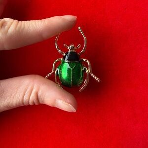 Emerald Green Beetle Brooch